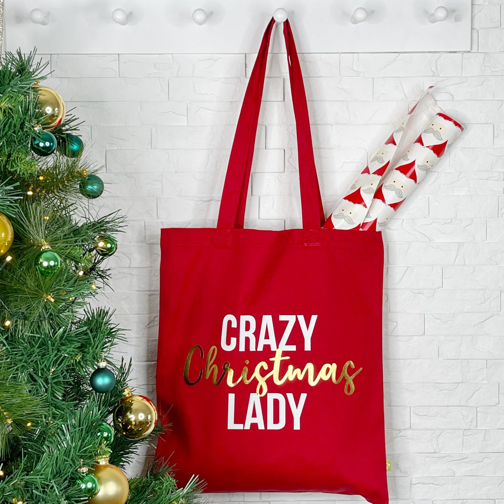 Crazy Christmas Lady Christmas Tote Bag Lovetree Design